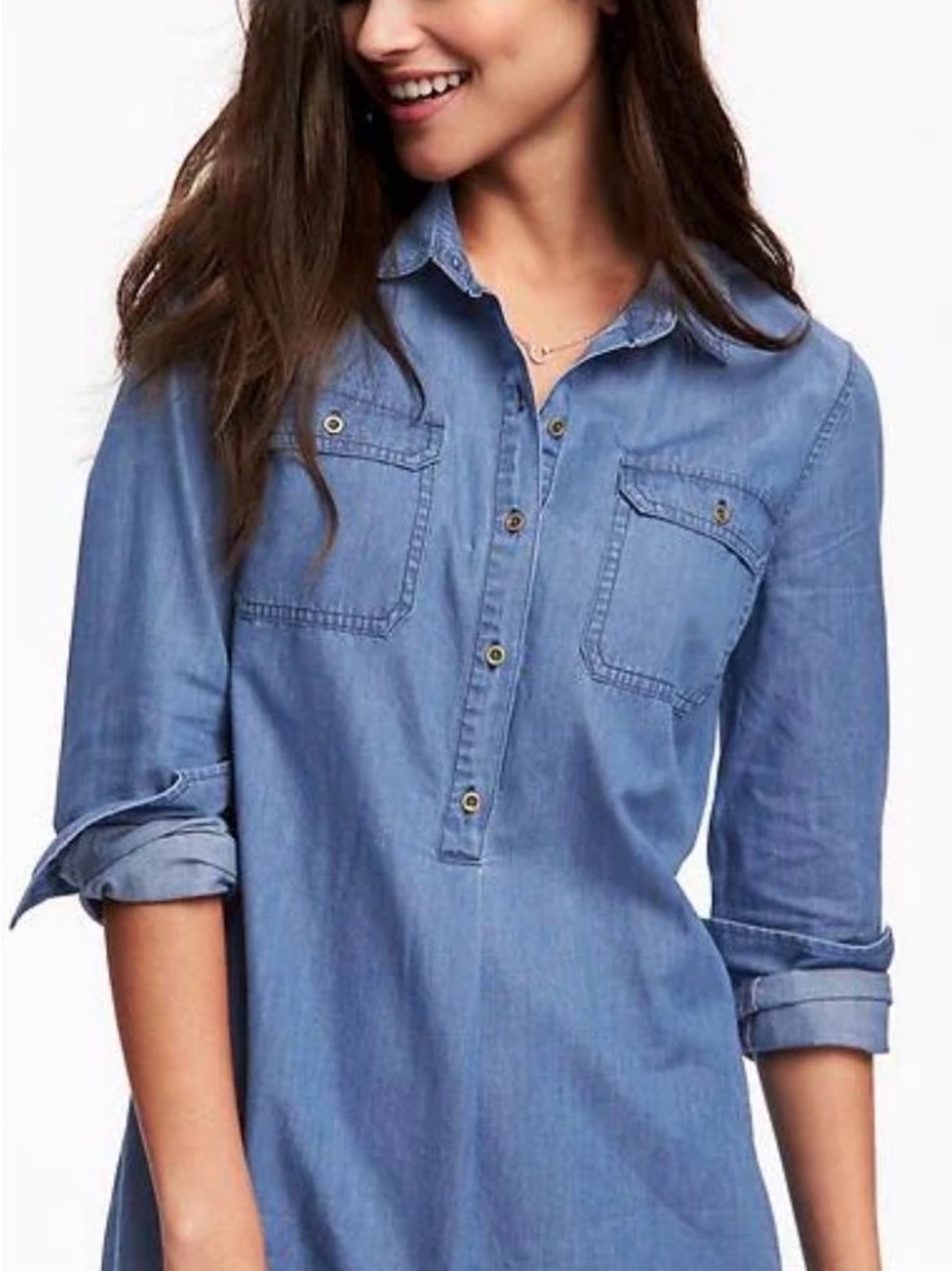 Light Wash Chambray Tunic Dress